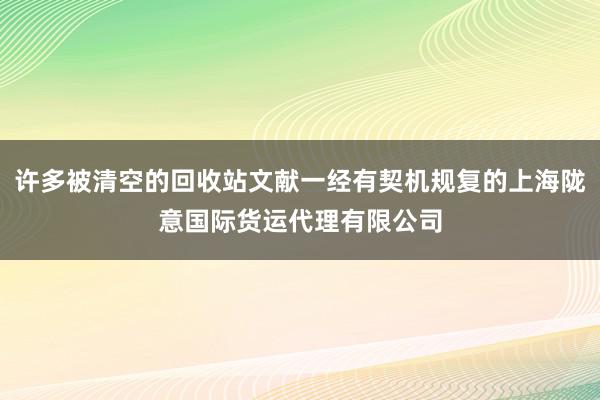 许多被清空的回收站文献一经有契机规复的上海陇意国际货运代理有限公司